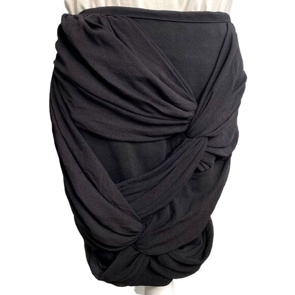 Express Black Mini Skirt Knotted Mesh Side‎ Zip Sz 2 NEW - Picture 7 of 8